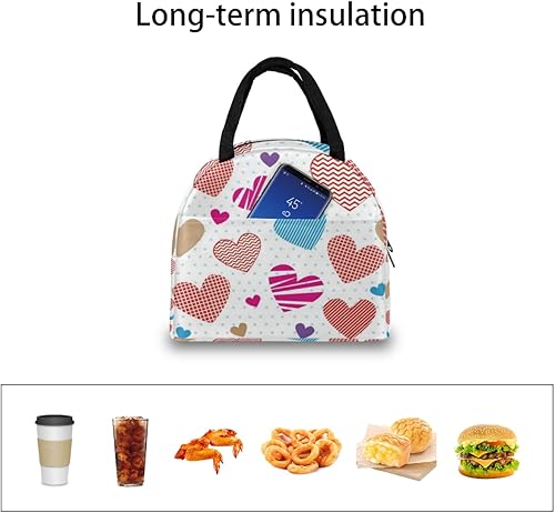 Miniatura 6 de Love Heart Lunch Tote Bag for Women Adult Men Abstract Insulated Lunch Box Small Leakproof Cute Lunchbox Cooler Bag Reusable Lunch Bag for Work