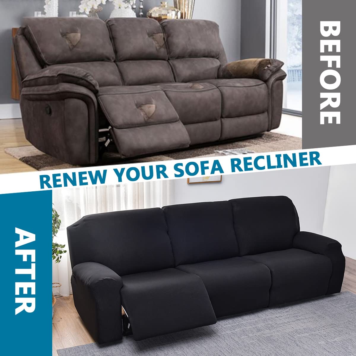 4/6/8 Pezzi Copripoltrona Relax Reclinabile Universale, 1/2/3 Posto Copridivano Poltrona Relax Antiscivolo Salvadivano Copertura Fodera Per Poltrona Reclinabile Con Tasca ( Color : #6 , Size : 1 Posto