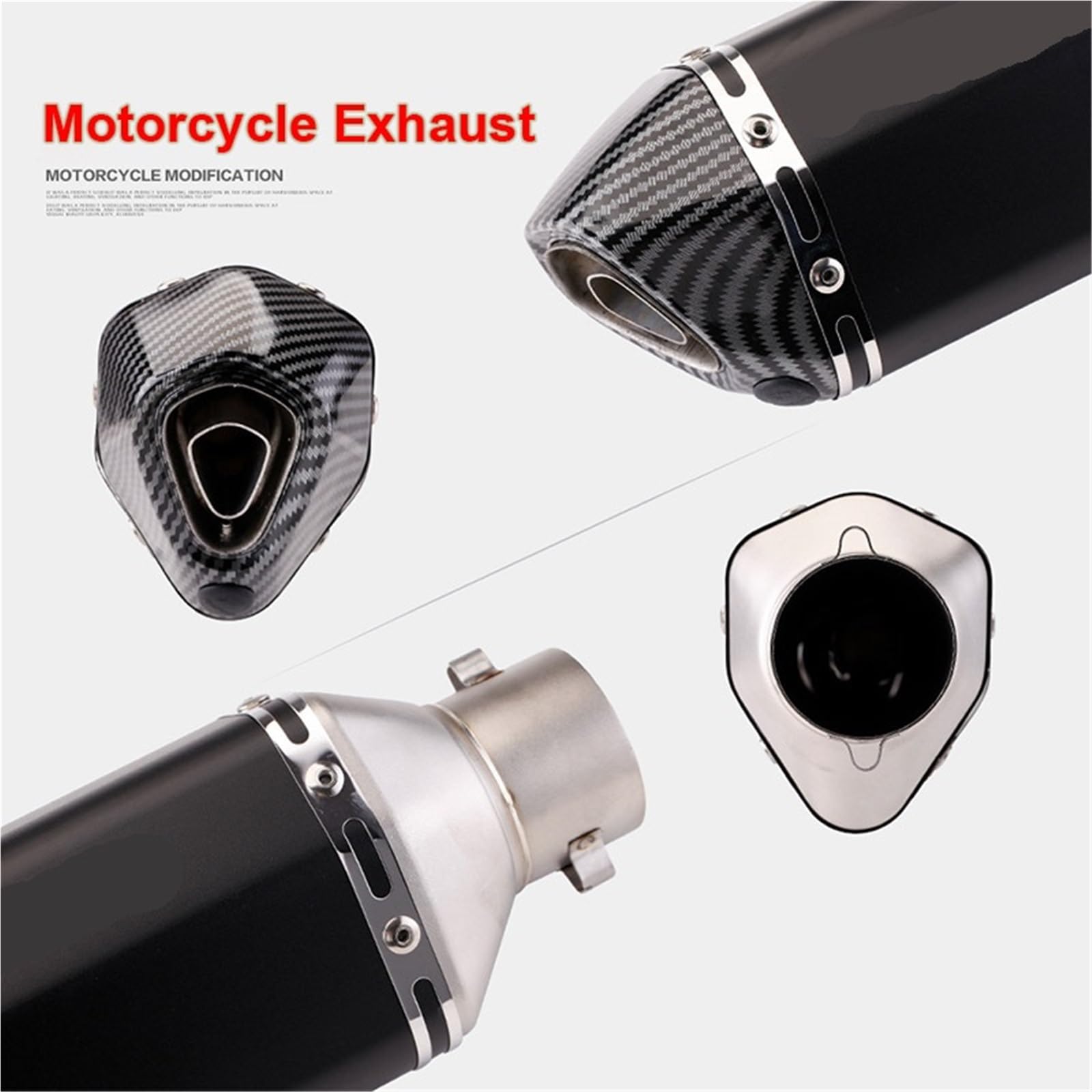 Uitlaat Trim Uniwersalny motocykl 51mm rura wydechowa tłumik z włókna węglowego db zabójca długość 300mm/370mm/470mm wielokolorowy(470mm yellow)
