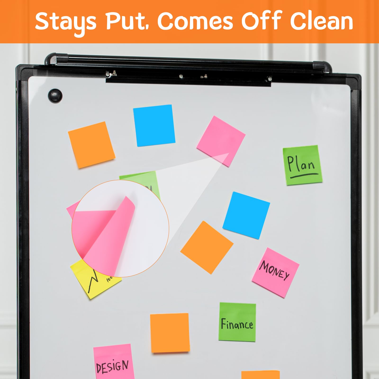 Foglietti Adesivi 76x76mm Sticky Notes 100 Fogli 5 Colori Vivaci Rimovibili per Ufficio