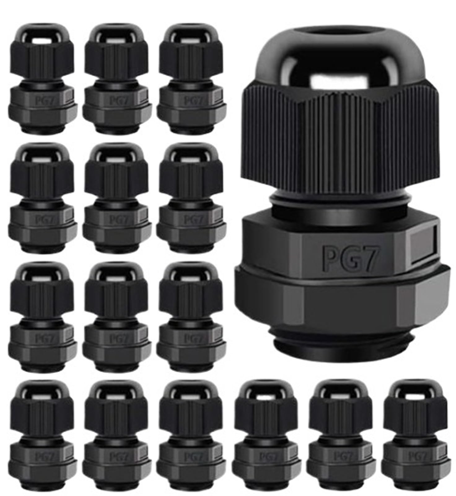 Juego de 100 prensaestopas impermeables IP68 para cable de nailon para entrada de cables ajustables, surtido para caja de conexiones (PG9-blanco)