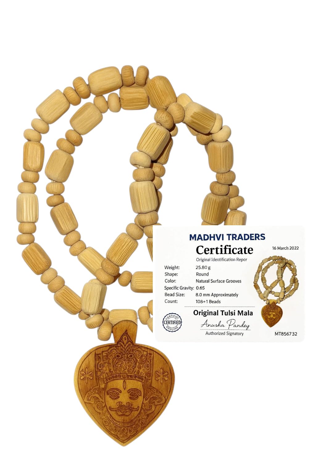 POOJAWAVE Original Certified Tulsi Mala with Khatu Shyam Ji Pendant | Handmade Tulsi Wood Kanthi Mala | For Meditation, Japa, Bhakti, ISKCON & Hindu Pooja-image-40