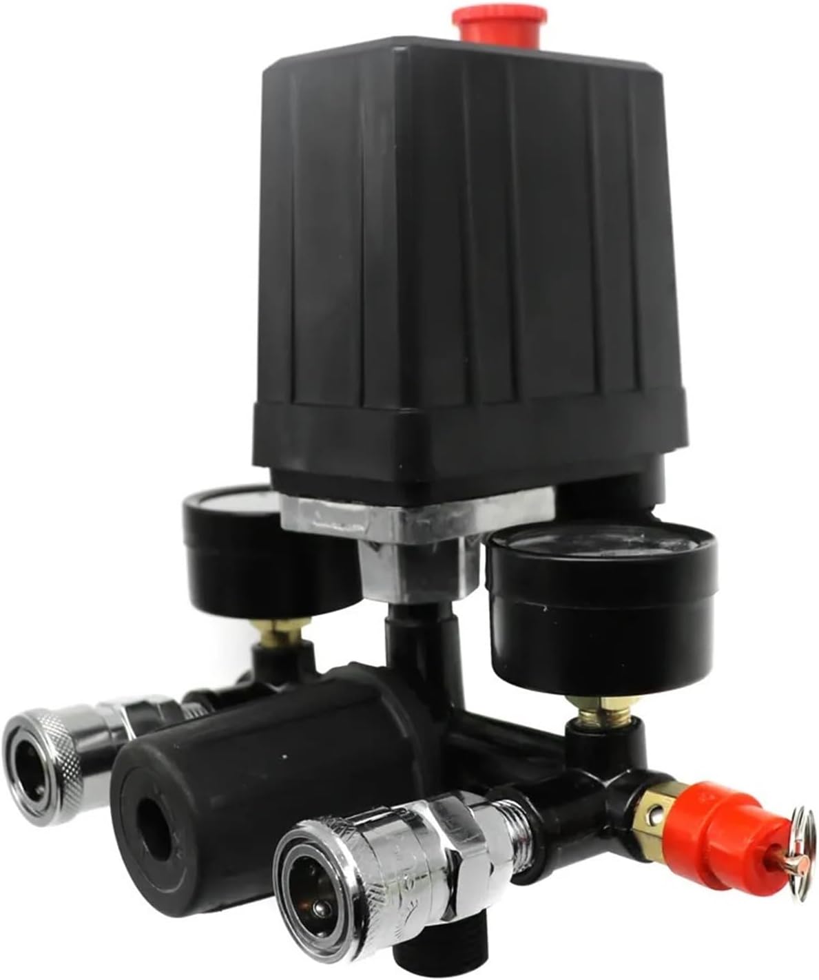 Efficient 220V/380V 4 Port Regulator Duty Air Compressor Pump Pressure Control Switch Air Pump Control Valve 0-180PSI with Gauge (Color : US Type 220v)