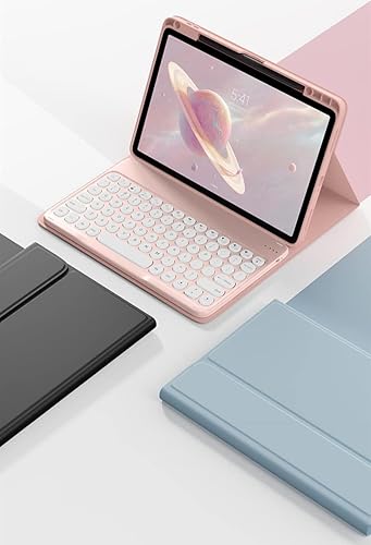 Vista 12 de Funda de teclado para iPad de 11ª generación (A16, 2025) de 11 pulgadas, iPad de 10ª generación 2022 de 10.9 pulgadas, funda con bonitas teclas