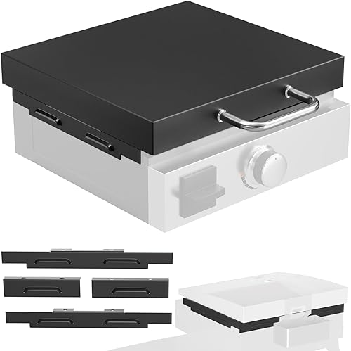 5010 Tapa superior de tapa dura con asas de acero inoxidable y protector contra el viento para parrilla Blackstone de 17 pulgadas, accesorios de