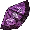 Flower embroidered velvet christmas tree skirt with pleat velvet border 50 purple 50 inch  urban country home decor