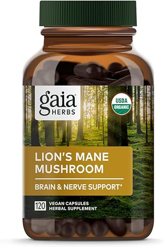 Gaia Herbs Seta de melena de león - Suplemento de apoyo para el cerebro y los nervios para ayudar a mantener la salud neurológica - con hongos de