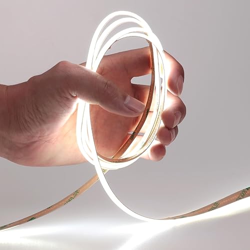 Miniatura 5 de KXZM Tira de luz LED COB de 49.2 pies49.2 ft CC 24 V, blanco frío, 6000 K, 5760 LED, CRI 93+ 11000 lm, brillo uniforme, no impermeable, IP20, cinta