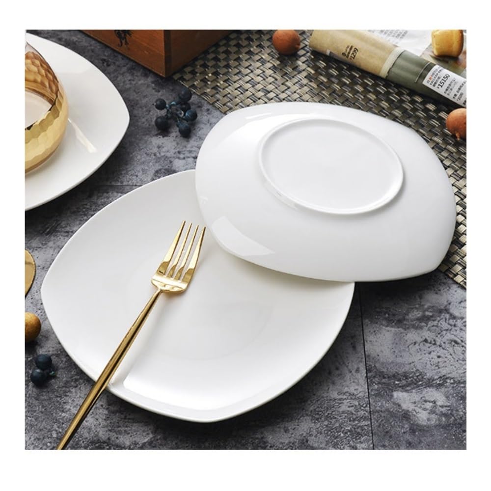 Talerze, 10pcs White Bone China Square Ceramic Steak Plates for Home Dinnerware Talerze Ceramiczne