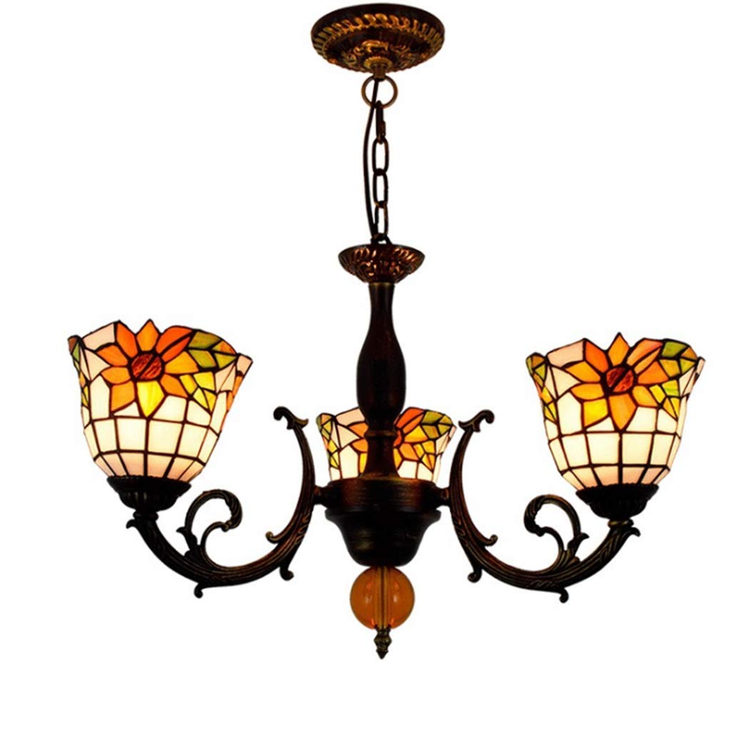 Lustre vintage en vitrail multicolore 15cm - Suspension pour chambre au style rustique