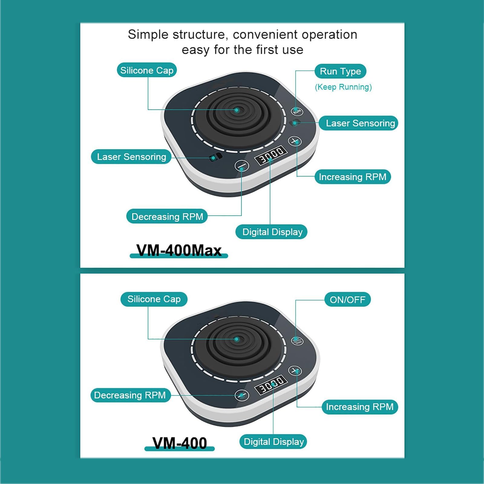 Oscilador digital Vortex, velocidad ajustable 100-3000 rpm con pantalla digital, mezclador portátil para vasos de laboratorio y frascos