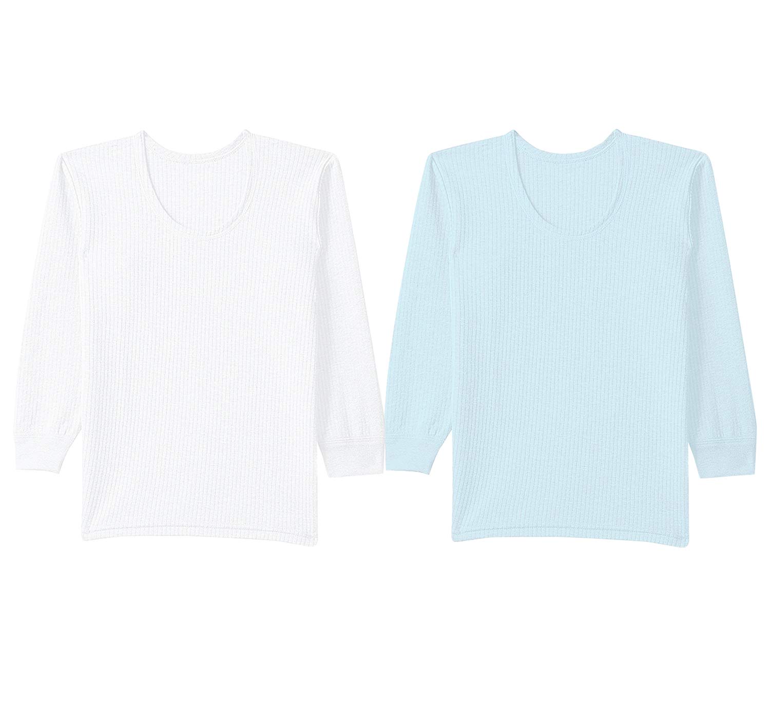 SONA Thermal for Kids Vest Full Sleeves, White-Sky-Blue, 3 Months-6 Months