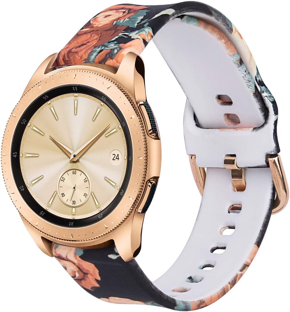 Strap Compatible with Galaxy Watch 42mm bands/Active 2 40mm/44mm Band Women 20mm Soft Silicone Replacement for Samsung Galaxy Watch 42mm/Active/Active 2 40mm/44mm
