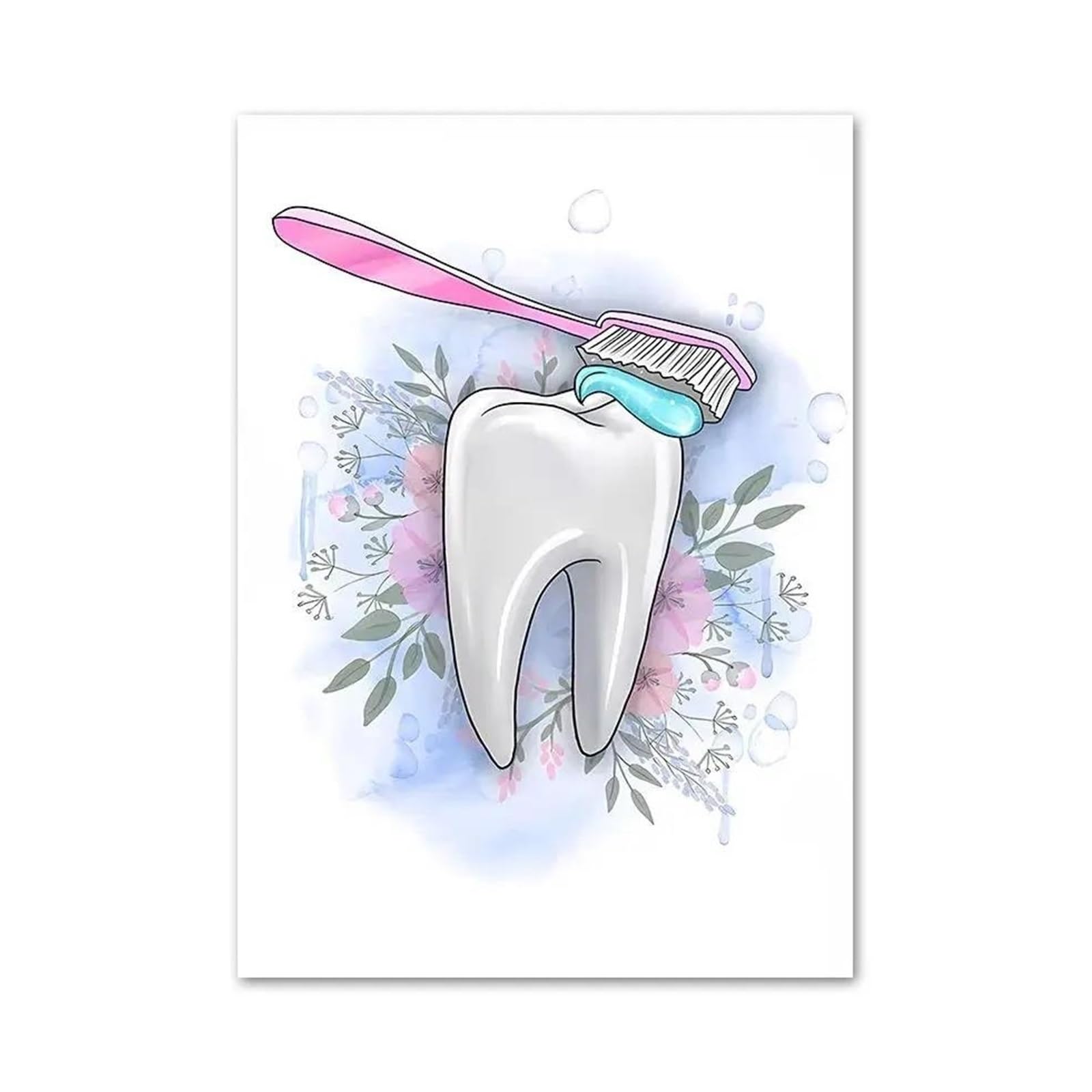 Cadeau Dentiste Art Mural Toile Aquarelle Florale pour Cabinet