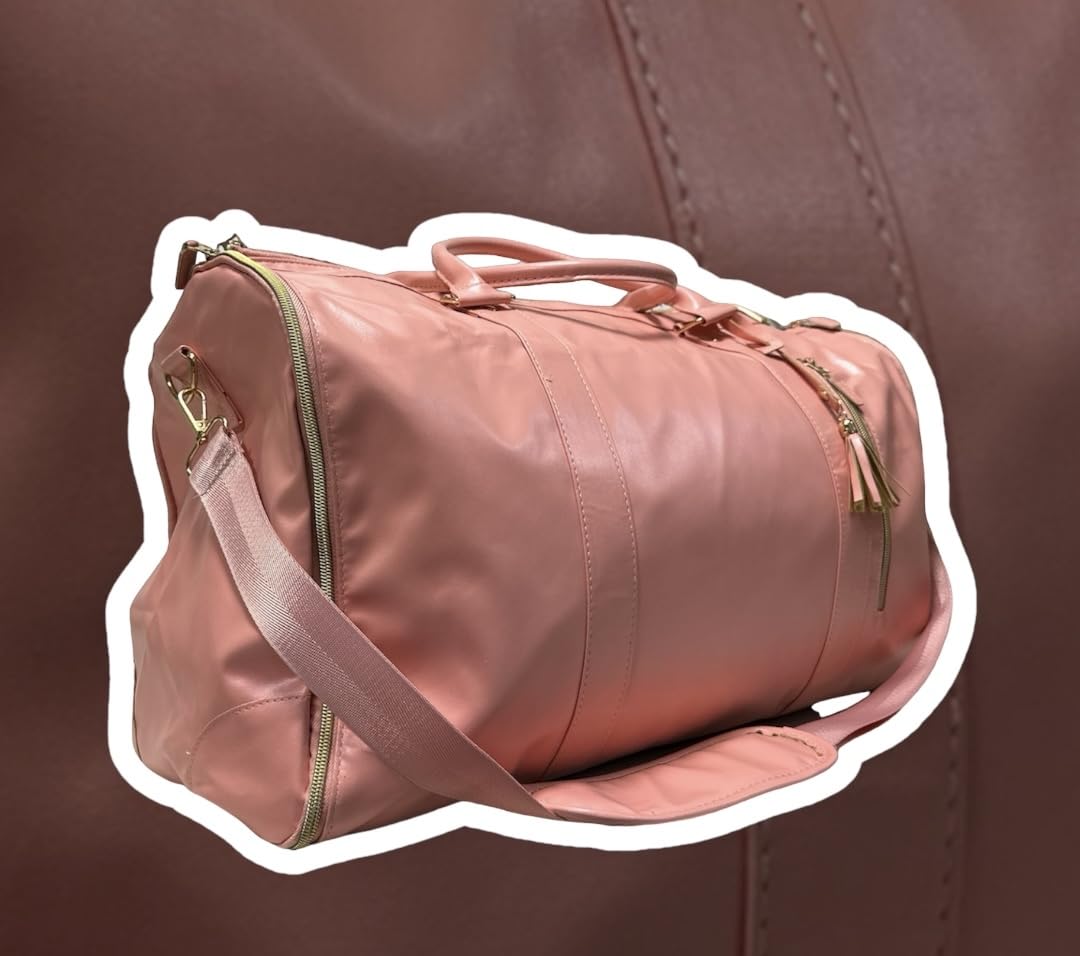 GALINEI. Bolsa portatrajes Convertible en Maleta de Mano para Mujer señora. Bolso 2 en 1. Funda de Viaje para Traje (Rosa)