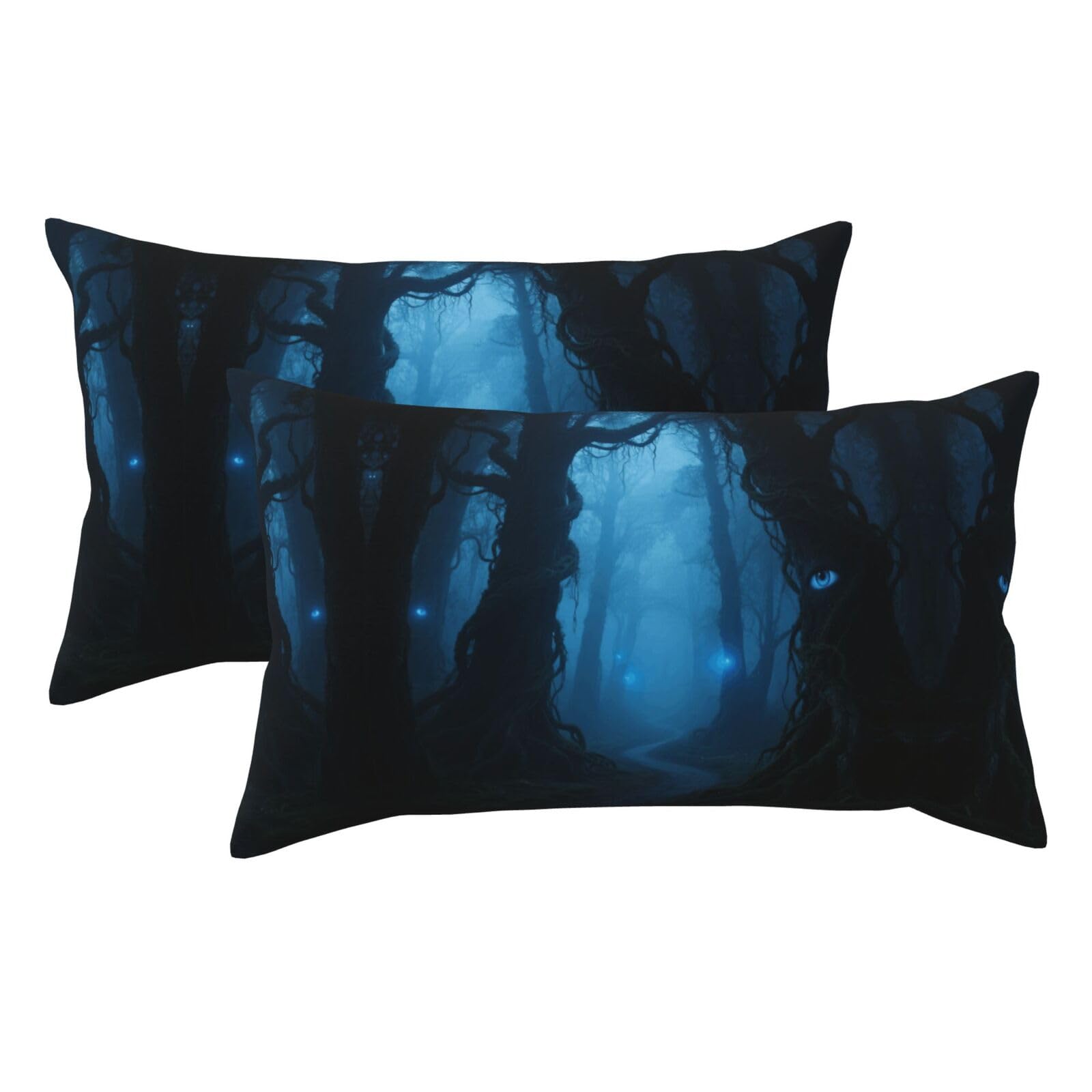 Magic Forest Luxury King Pillowcases Set of 2, Plush Velvet Feel Pillow Covers with Hidden Zipper, Skin & Hair Friendly, 20x36 Inches Pillow Cases for Sleeping Gift