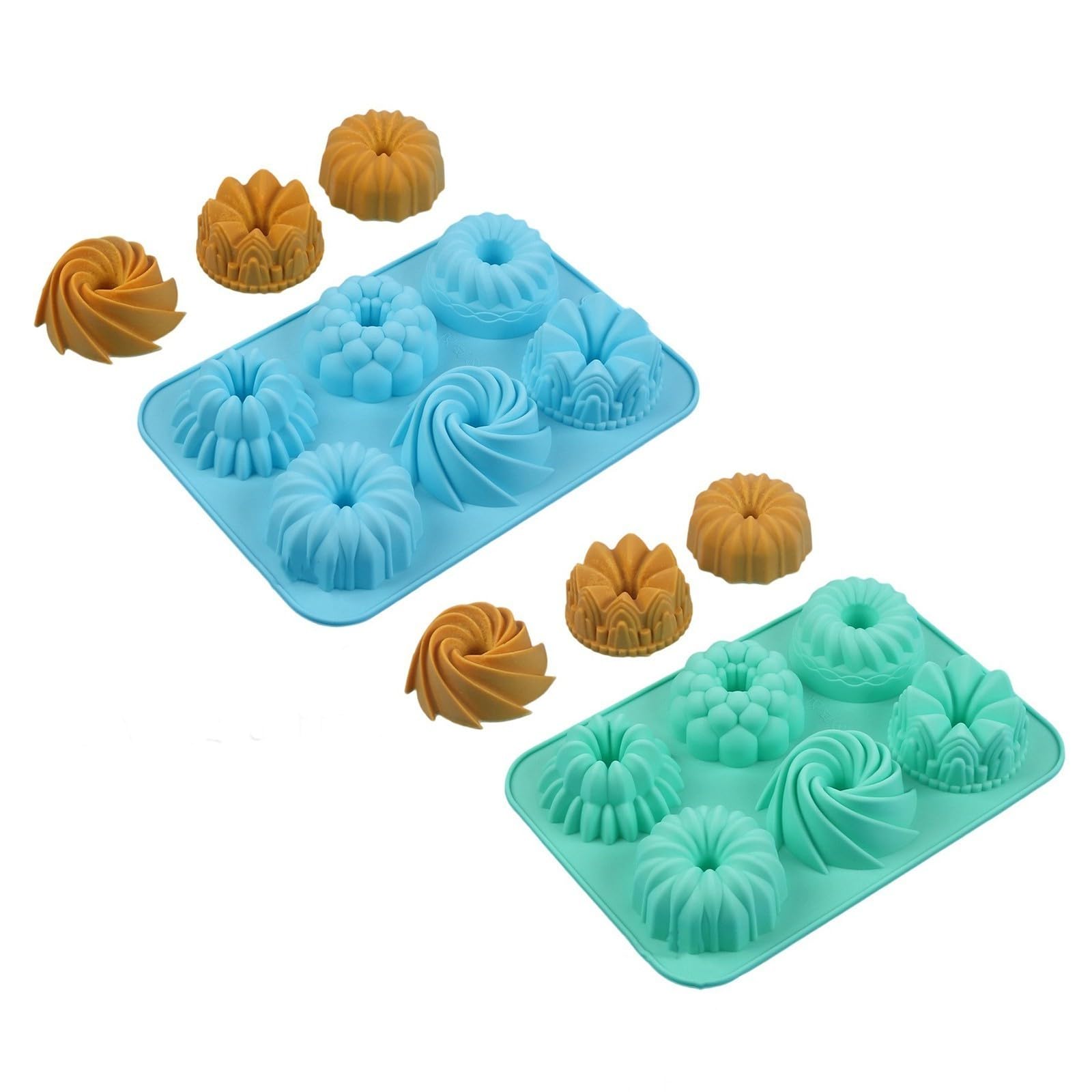 Tsophreniq Silicone Savarin Molds, Nonstick Baking Tools for Cakes with Easy Release & Dishwasher Safe Silicone Cookie