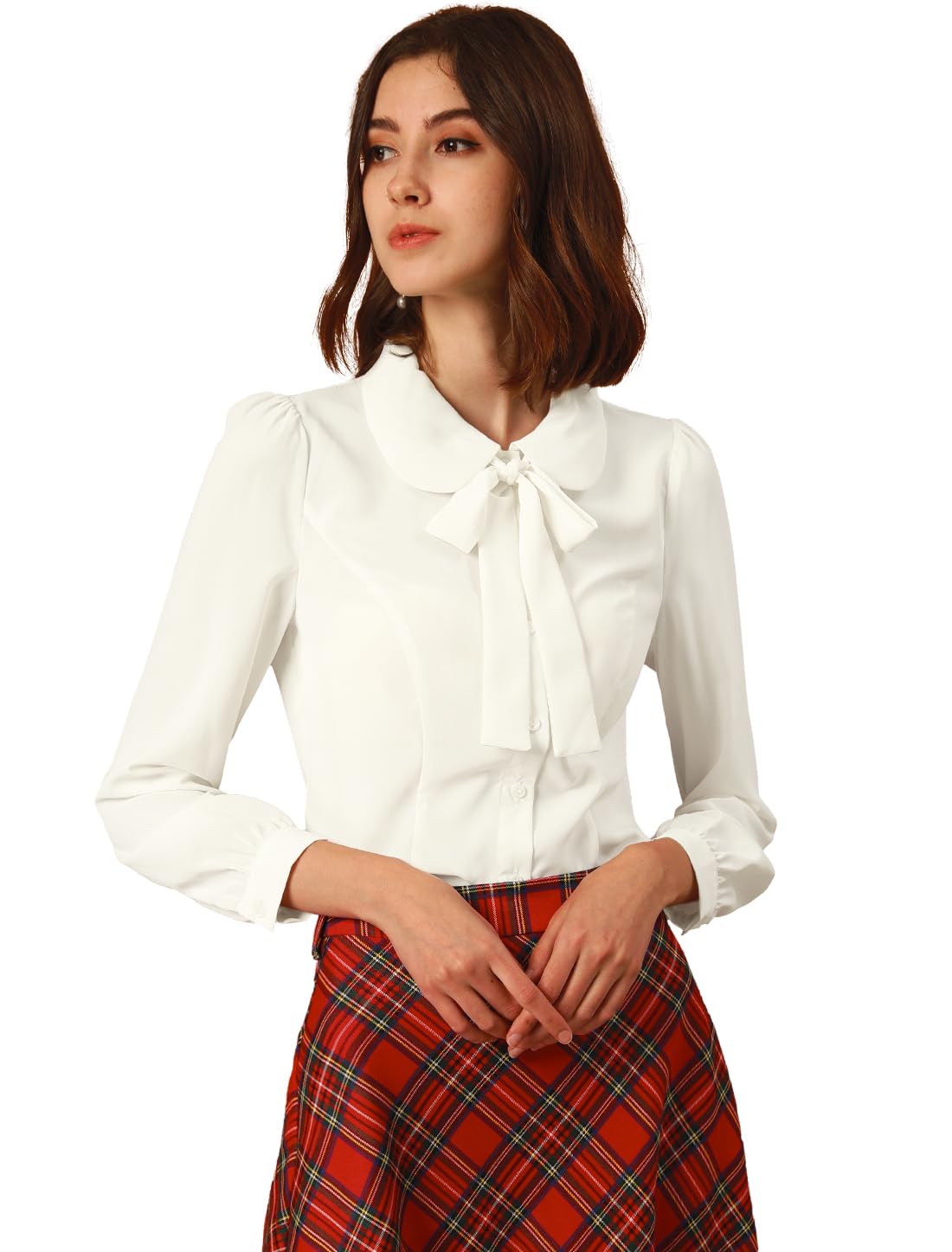 – Women's Peter Pan Collar Shirt Button Down Shirt (Pack of 1)
