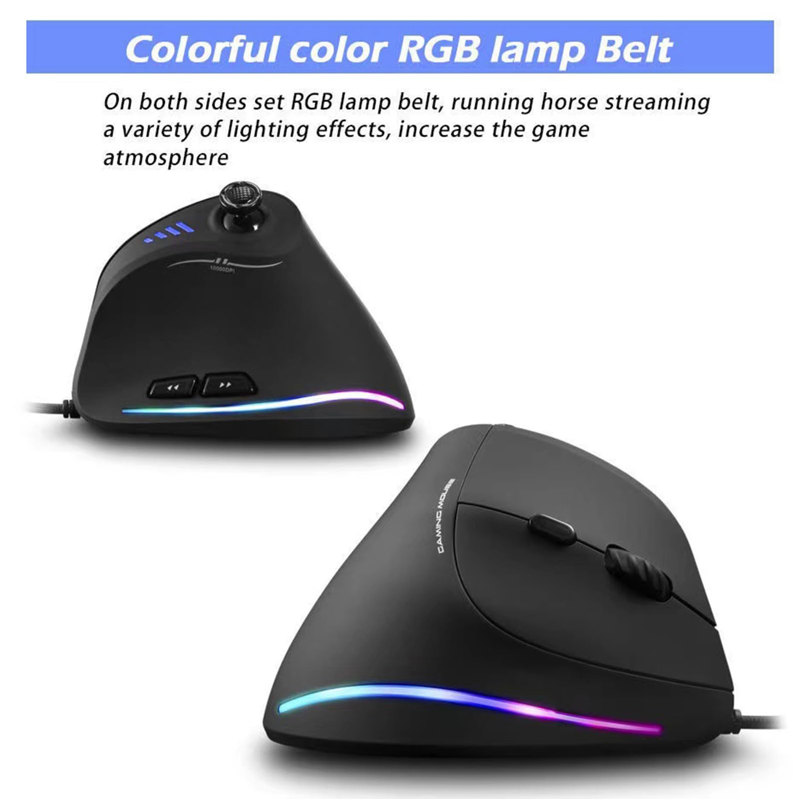 RAFGALDEX Da gioco verticale ergonomico verticale con controllo joystick regolabile 10000 DPI per giocatori / / laptop/desktop Accessori da gioco per