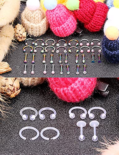 Hoeudjo 16G Surgical Steel Lip Rings Clear Diamond CZ Labret Studs Tragus Horseshoe Ring Helix Hoop Earring Body Jewelry Piercing Retainer for Women Men 8mm3
