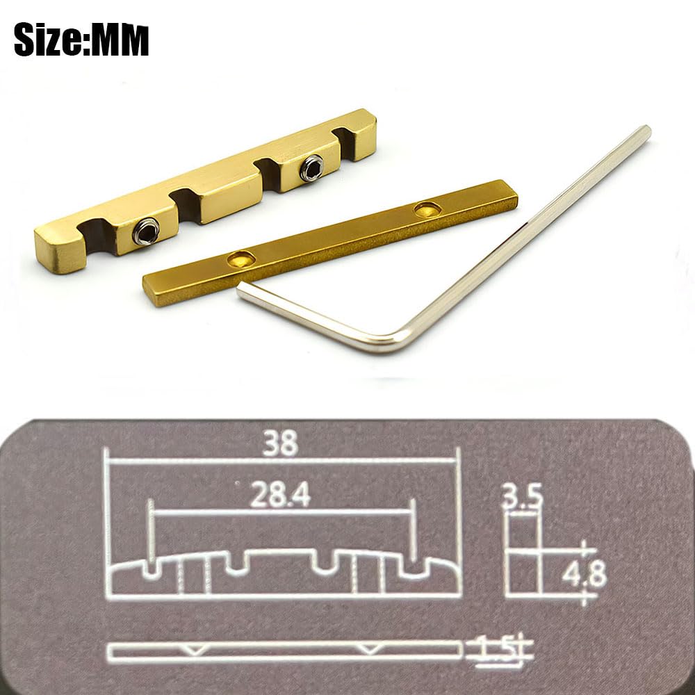 4 String Bass Guitar Nut, Height Adjustable 38mm Brass Roller Nut Split Regulation Replacement Parts, 38 * 3.5MM*4.8MM (4 String Nut)