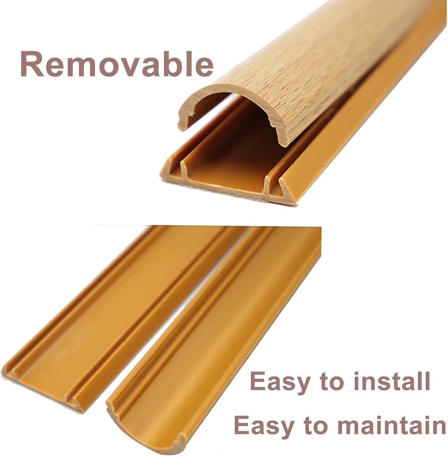 Cache-Câble pour Sol en Bois Dur, Cache-Câble pour Sol en Bois Dur, Cache-Câble Adhésif en PVC Imperméable Et Robuste, Vintage, Demi-Rond, pour Chambre À Coucher, Salon (Couleur : Longueur 100 Cm,