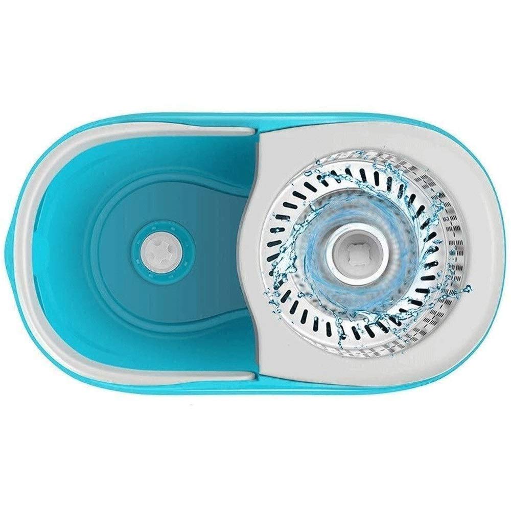 Mocio Rotante in Microfibra e Set secchi Mop Lavaggio Mano Libera Sistema Pulizia Pavimenti in Piastrelle in Laminato Legno Duro 2 Teste mop