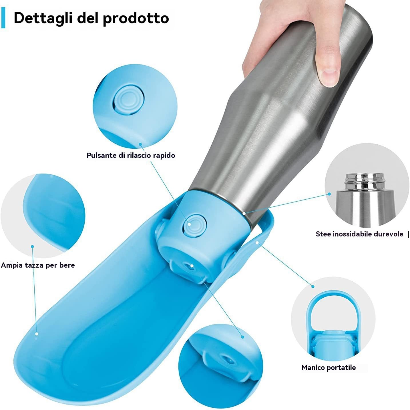 Borraccia per cani da passeggio per, borraccia termica per, borraccia per in acciaio inox 304 per portatile e gatti