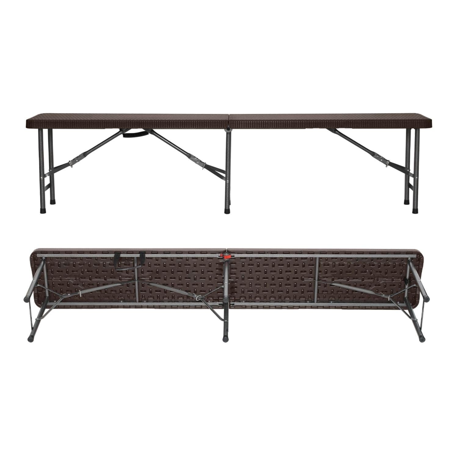 THINIA HOME Pack 2 Bancos Plegables Catering Efecto Ratán 180x30x43cm