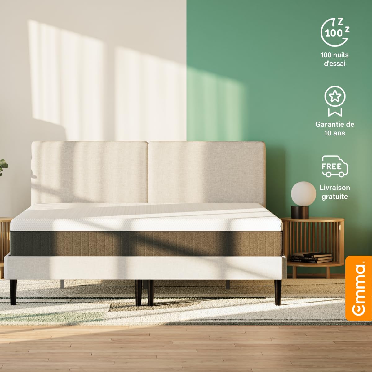 Matelas Emma Original Lite | Mousse à mémoire de forme, ressorts ensachés | 140x190 cm | hauteur 22 cm | Moyen-ferme (H7) | Soutien à 3 zones | Ergonomique | Ultra respirant | Durable | Housse lavable