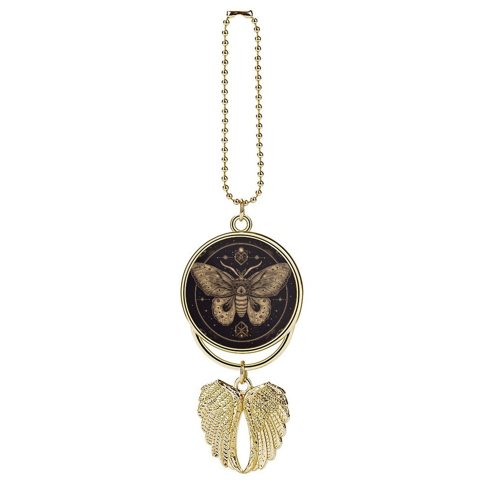 Moth Car Pendant Rear View Mirror Hanging Ornament Auto Metal Charm for Aesthetic Interior Decor. Lucky Car Accessories Cute Funny Hanging Decor for Car Truck