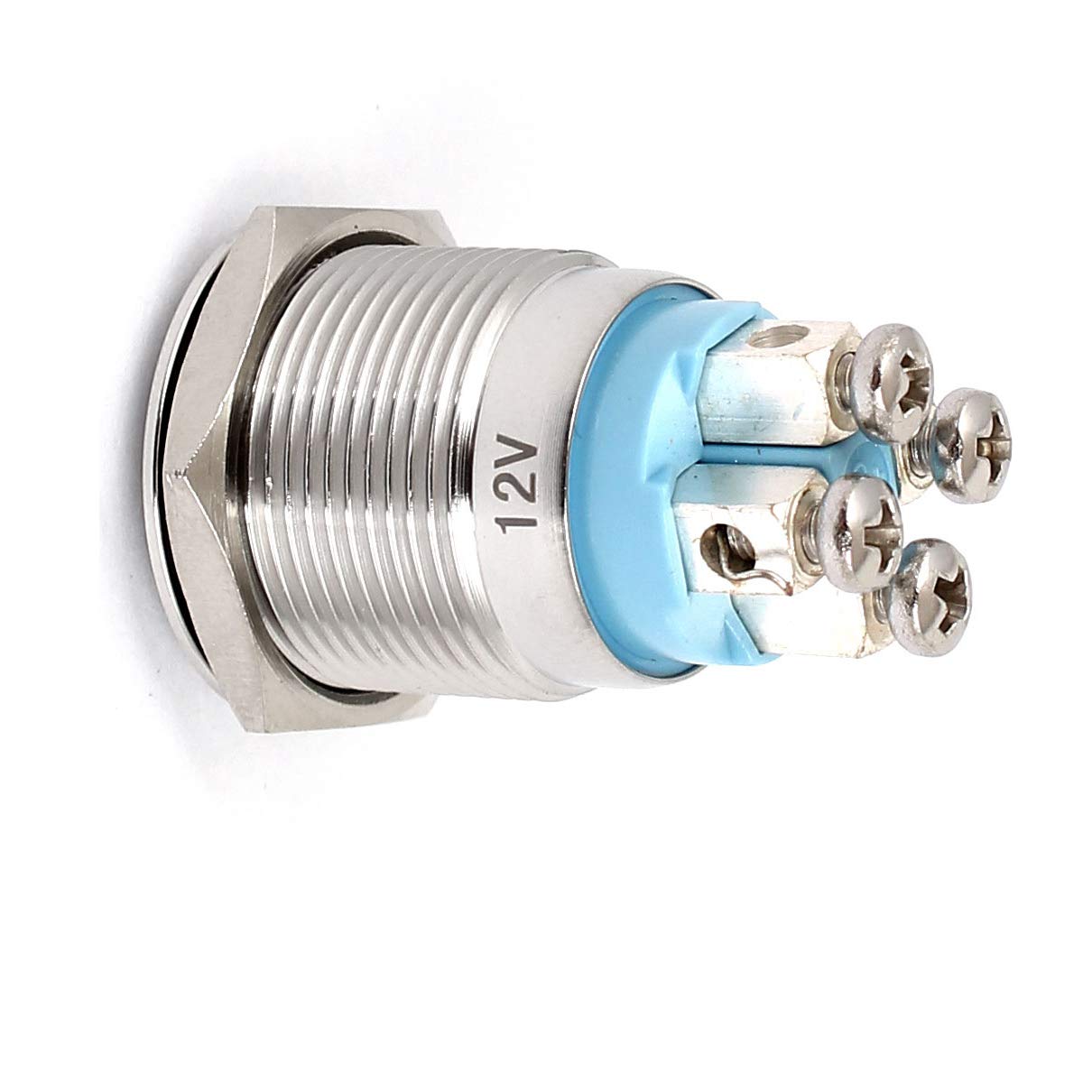 Aexit 12V 19mm Switches Blue LED Lamp SPST Momentary Pushbutton Switch Pushbutton Switches Panel Mount