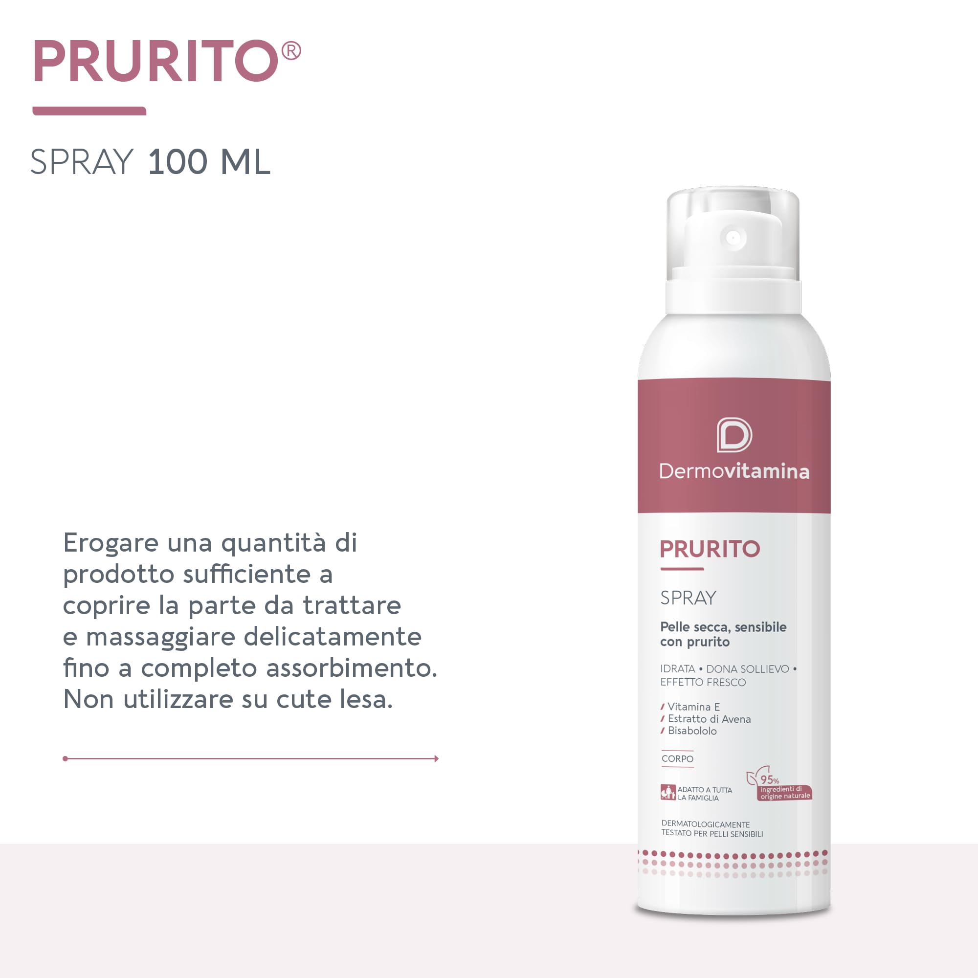 Dermovitamina Prurito Spray - Riduce il Prurito - Effetto Fresco - Azione protettiva - Dermatite - Idratante - Dona Sollievo Immediato - Per Adulti e Bambini - 100ml