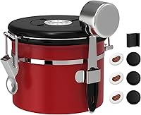 Vista 10 de ShanSon Recipiente hermético para café de acero inoxidable, recipiente de almacenamiento de granos de café con cuchara, recipiente de café