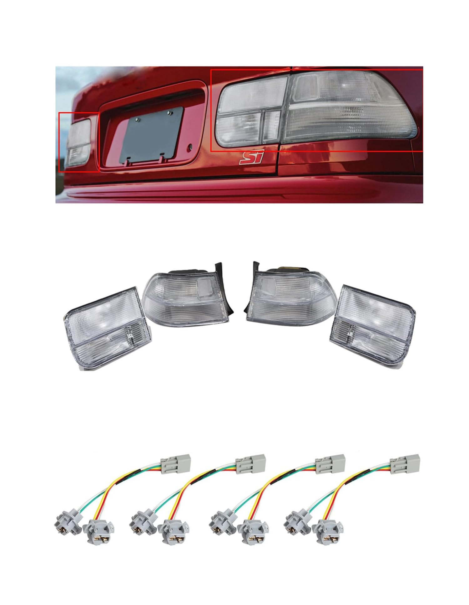 Amazon.com: JDM EK All Clear 4PCS Rear Clear Tail Light Fit For