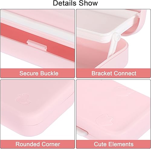 Miniatura 5 de BTSKY Little Duck Caja de lápices de plástico de doble capa, organizador de caja de plástico con tamaño compacto para lápices, borradores, clips de