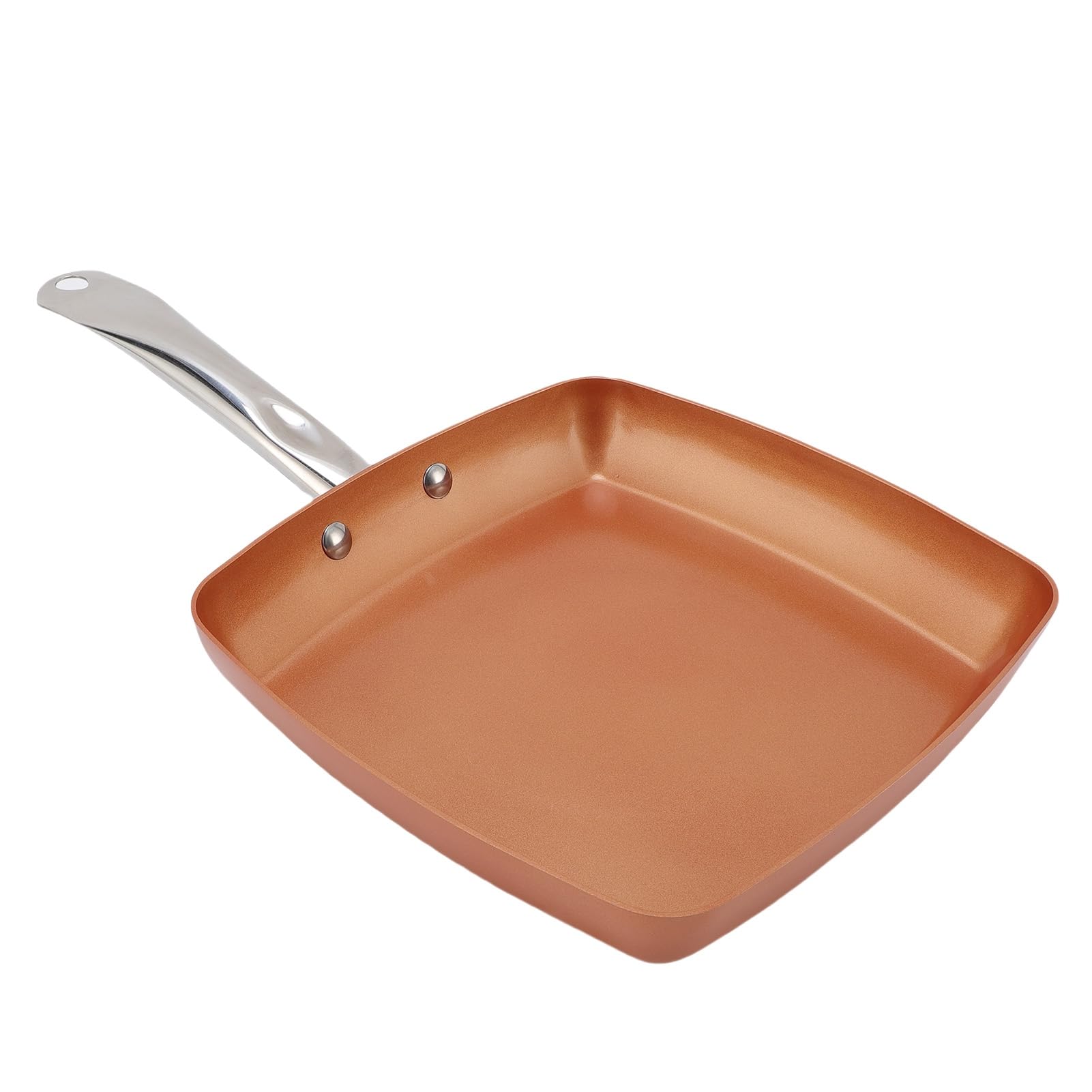 Bewinner Poêle à Frire Carrée avec Revêtement Antiadhésif, Poêle en Acier Inoxydable en Alliage d'aluminium de Couleur Cuivre pour Steak, Cuisinière à Flamme Nue, Cuisinière à Induction, Fond