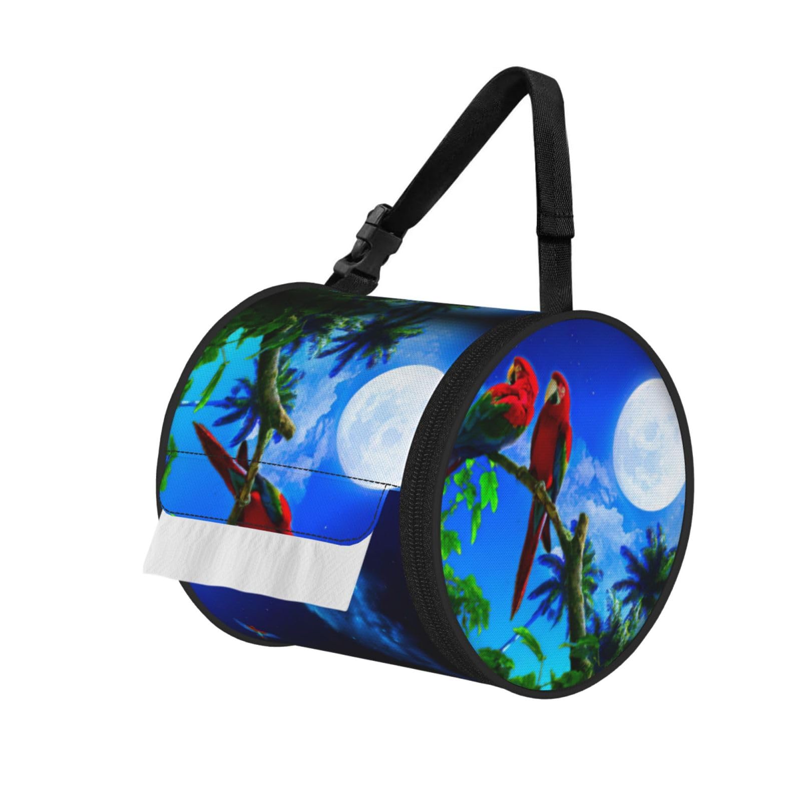 Parrots Print Fashion Tissues Organizer Box, Hanging Tissue Holder For Purse Coins For Car Office Daily Outing