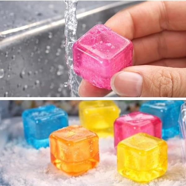 Cubetti di Ghiaccio 10pz Riutilizzabili Per Rinfrescare Bevande o Cibo - Trasparenti o Colorati - Per Bevande, Feste, Portamerenda, Gita, Mare,Piscina (CUBETTI COLORATI) - 2