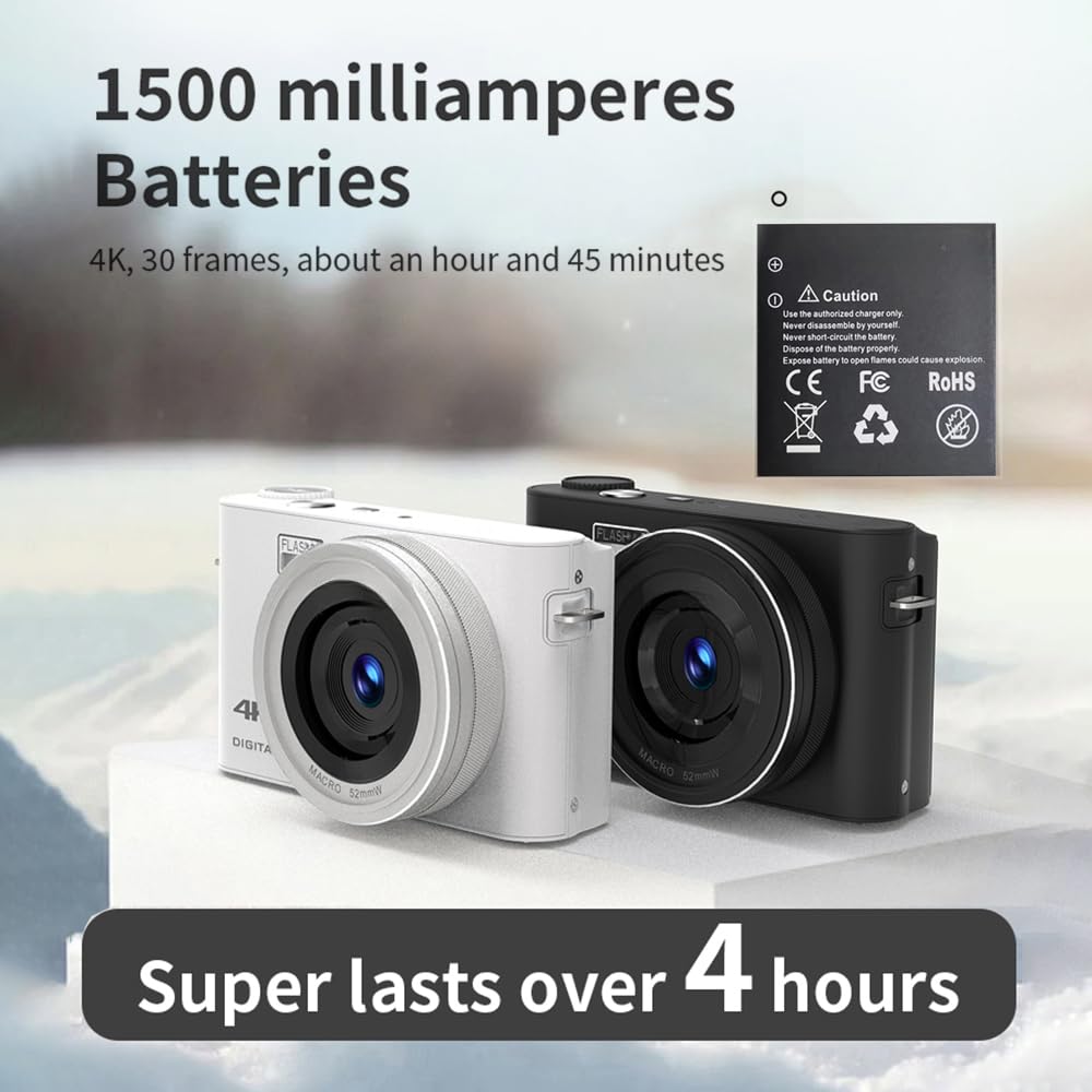 Fotocamera 64MP Auto Focus Video 4K - 18X Touch Panel MP3 Musica per Principianti Adolescenti