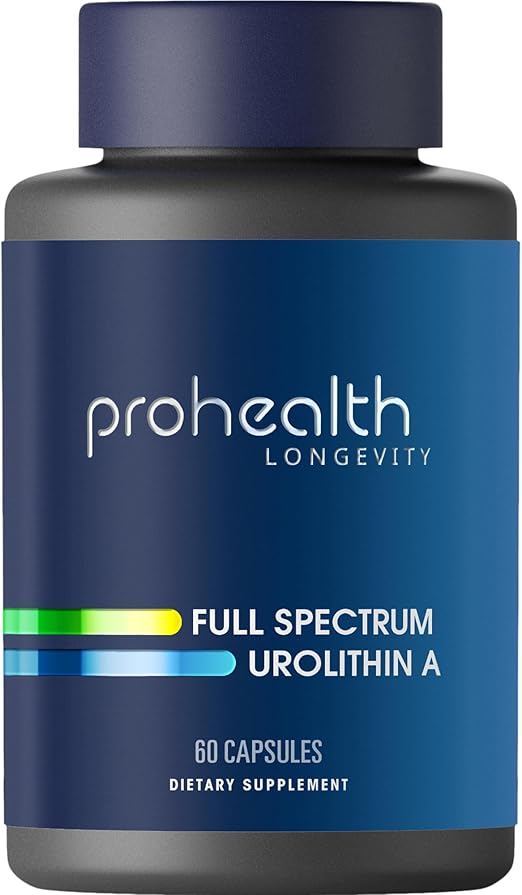 ProHealth Full Spectrum Urolithin A. 60 Capsules. Triple 3rd Party Tested for Potency and Safety. GMP Manufactured in The USA.