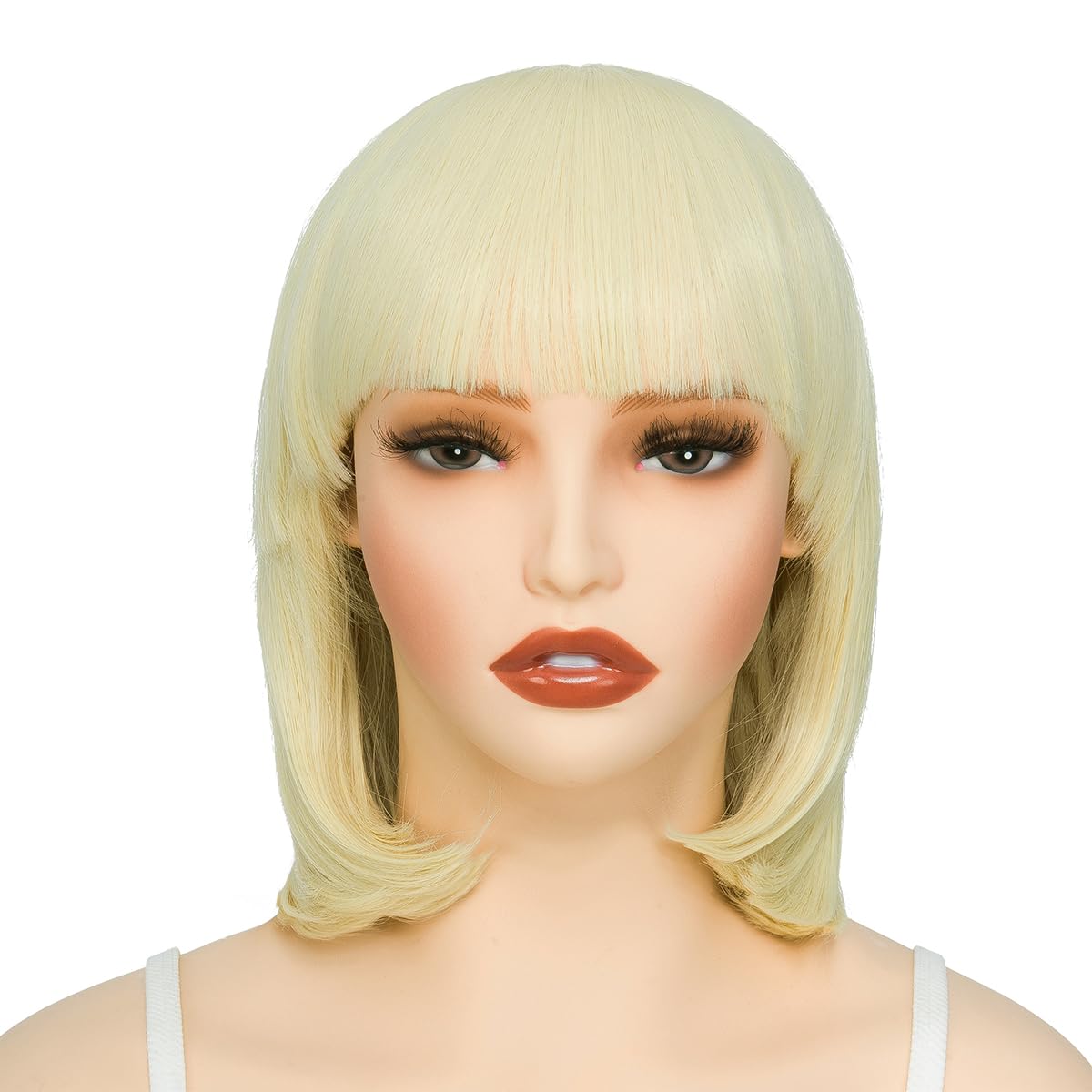 Yamel Blonde Bob Wig with Bangs 11 Inches Short Straight Synthetic Hair Costume Party Cosplay Halloween Wigs for Women Adult - Image 2