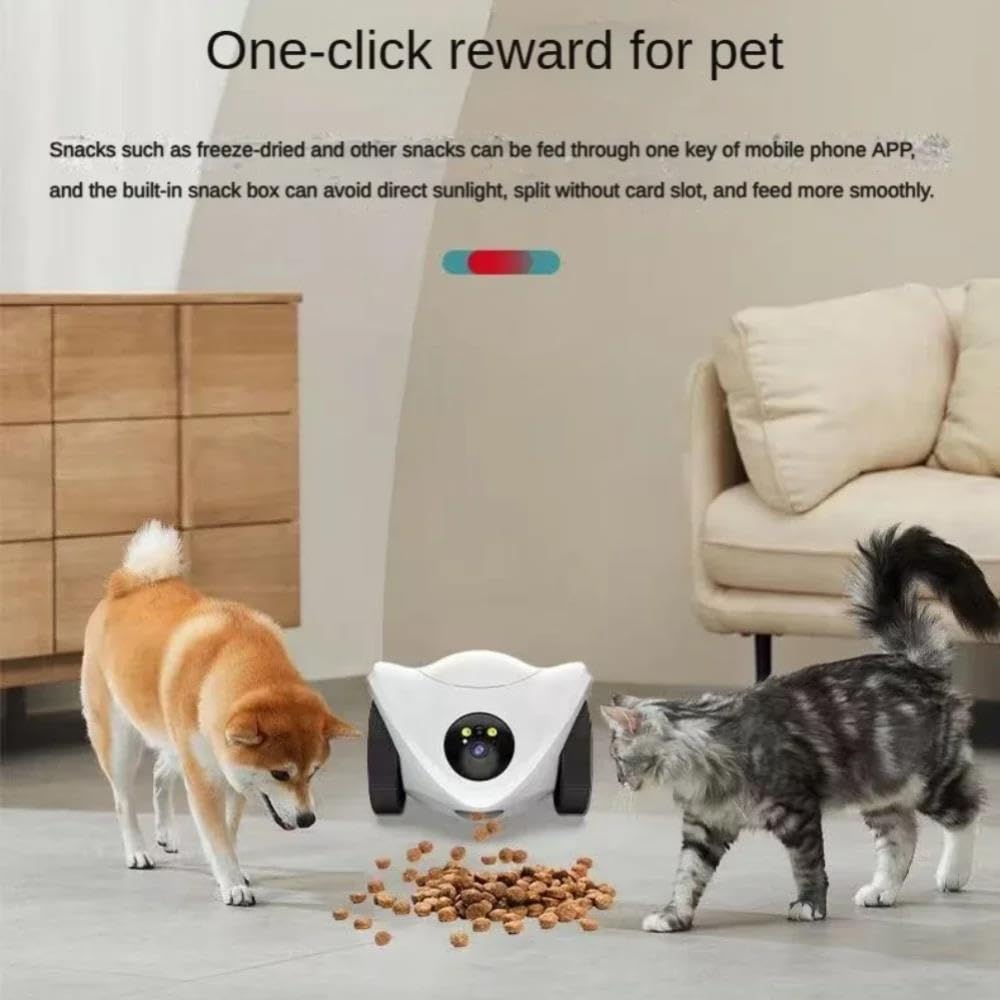 Pet Robot Camera 2MP HD WiFi Cameras Motion Detection Two Way Audio Indoor Dog Treat Camera Dispenser Feeder for Home Security(Camera Add 32G Card) - image 2