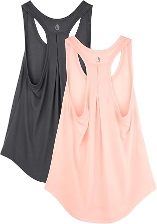 icyzone Workout Tank Tops for Women - Athletic Yoga Tops, Racerback Running Tank Top, Gym Exercise Shirts Pack of 2