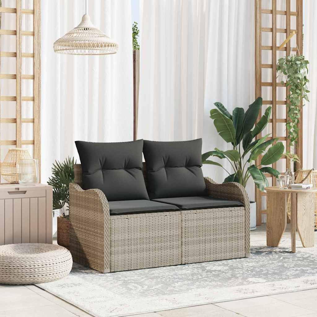 Canapé de jardin en polyrotin gris clair 2 places modulaire 121cm