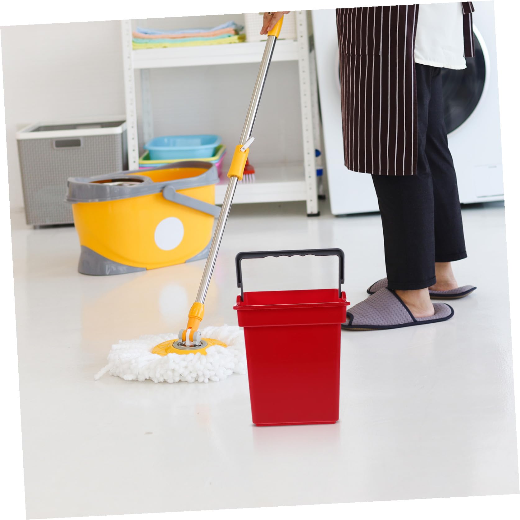 SHINEOFI 2 Cubos de Plástico Diseño Moderno con Asa y Operación Rápida Contenedores Multiusos para Carrito de Limpieza Profesional para Residuos y Agua en Espacios Comerciales
