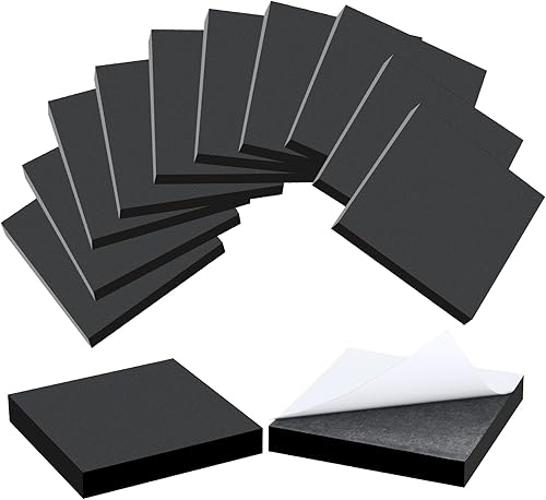 12 láminas de espuma negra con respaldo adhesivo, hoja de espuma de celda cerrada, autoadhesiva, antideslizante, aislamiento EVA, almohadilla