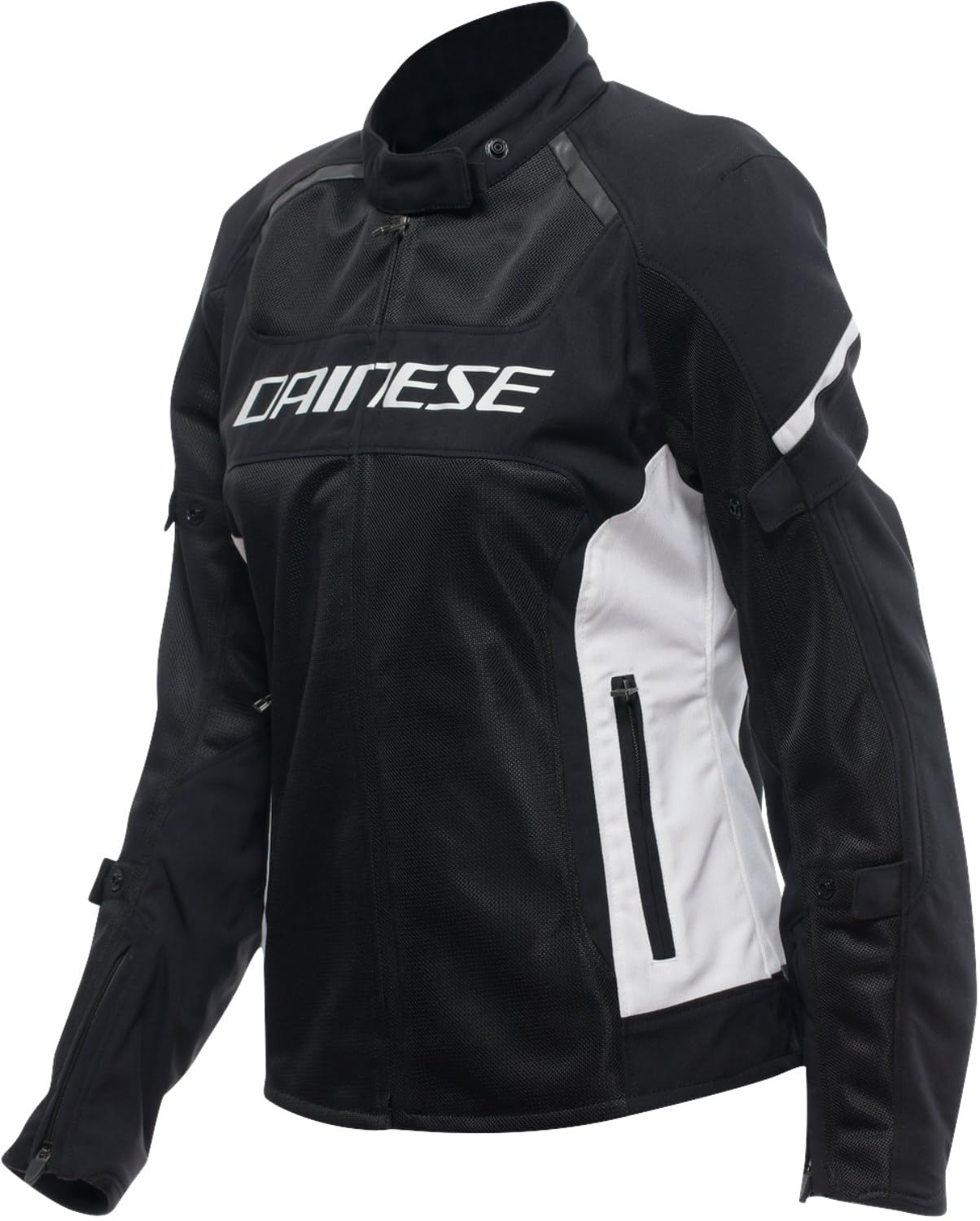 DAINESE - Air Frame 3 Tex Jacket Wmn, Summer Motorcycle Jacket with Detachable Windproof Lining, Woman, Black/White/White, 40