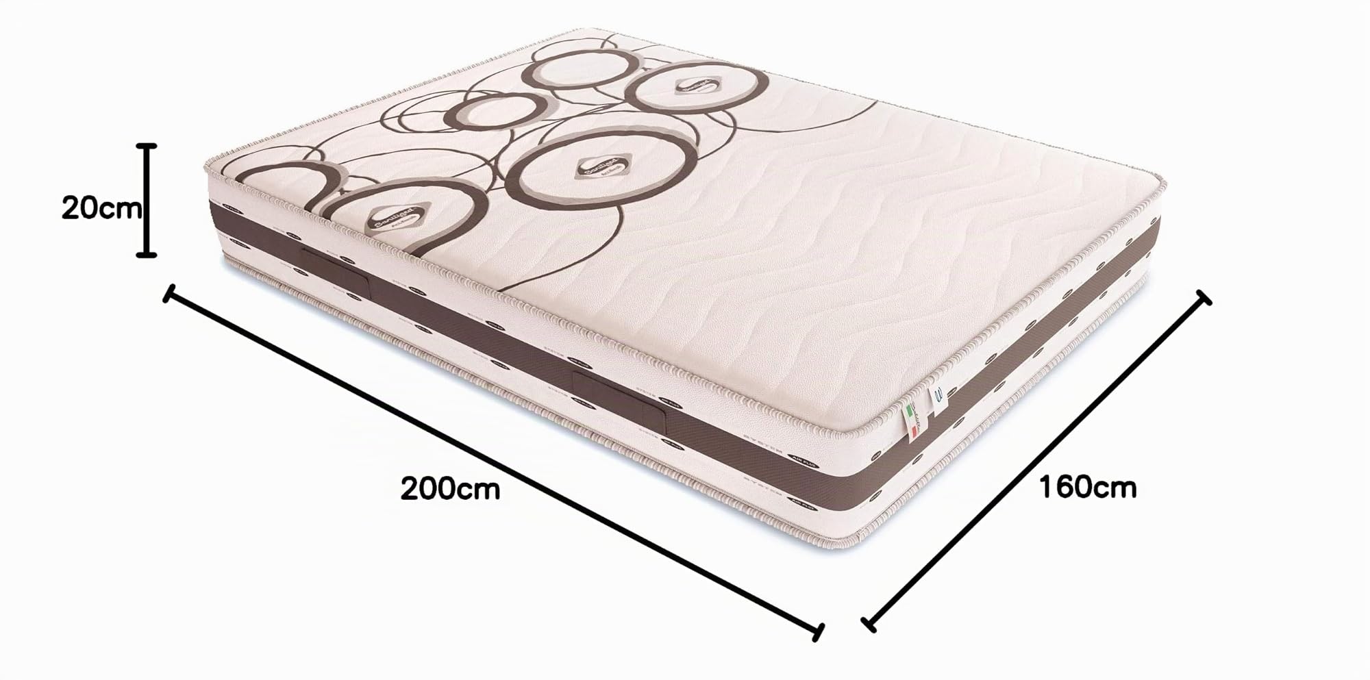 Baldiflex Emporio Materasso Memory Matrimoniale Notti d’Argento 160x200 Alto 20 cm con Rivestimento Trapuntato Certificato Sanitized - Fascia Traspirante 3D