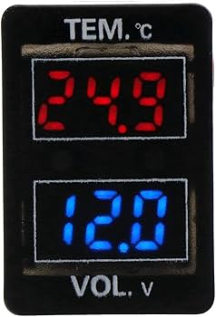 車載温度表示+電圧計 バッテリ電圧監視, 車内/外温度測定 温度計 寒暖計 スイッチ穴パネルの取り付け TOYOTA トヨタ車系用 (サイズA:33*22.5mm)